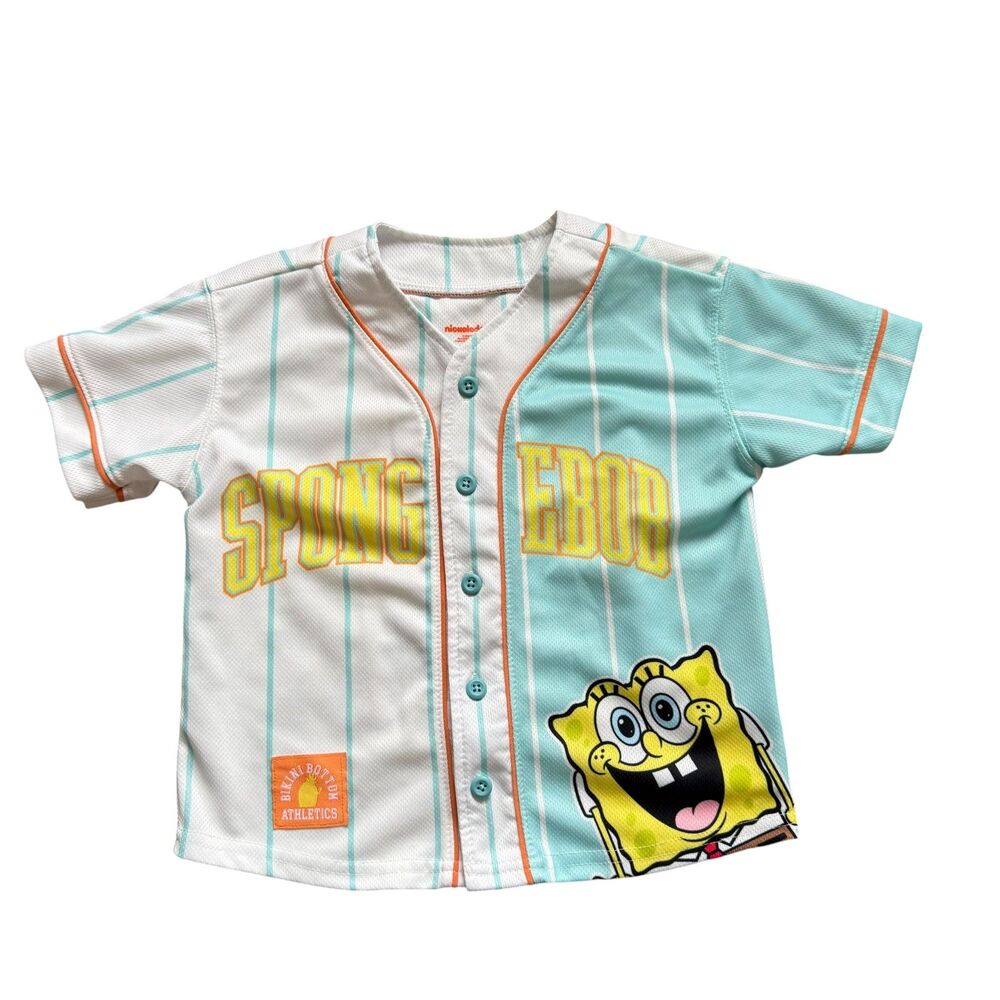 Nickelodeon Spongebob Squarepants Jersey Kids Size XS EUC Baseball Button Up